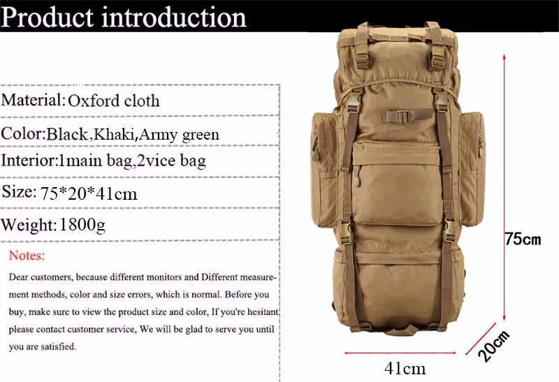 MOCHILA TÁTICA MILITAR (70L)