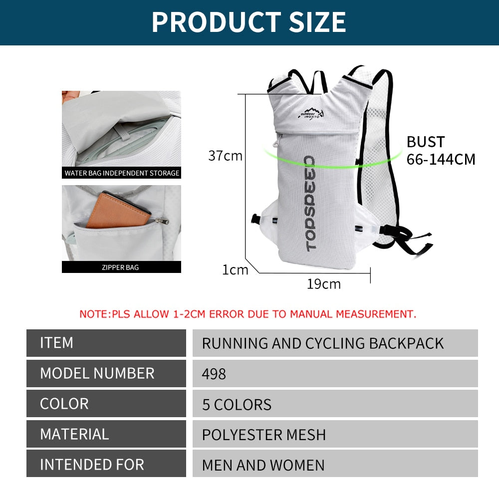 MOCHILA DE HIDRATAÇÃO P/ CICLISMO/CORRIDA - ÁGUA 2.0/2.5 L